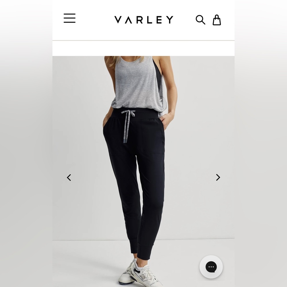 Varley Black Joggers Elastic Waistband Tapered Fit
